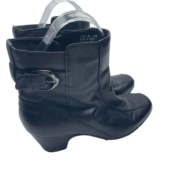 Clarks Artisan Women's Mid Calf Boots Shoes Heeled Leather Black Size 8