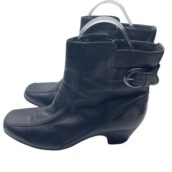 Clarks Artisan Women's Mid Calf Boots Shoes Heeled Leather Black Size 8