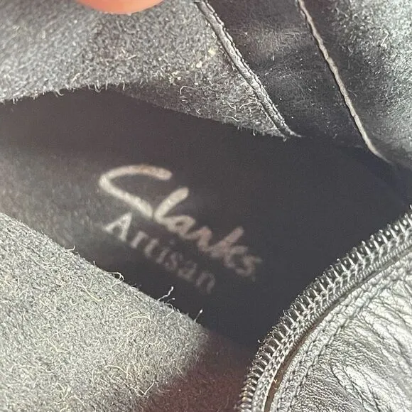Clarks Artisan Women's Mid Calf Boots Shoes Heeled Leather Black Size 8
