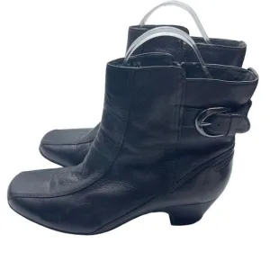 Clarks Artisan Women's Mid Calf Boots Shoes Heeled Leather Black Size 8