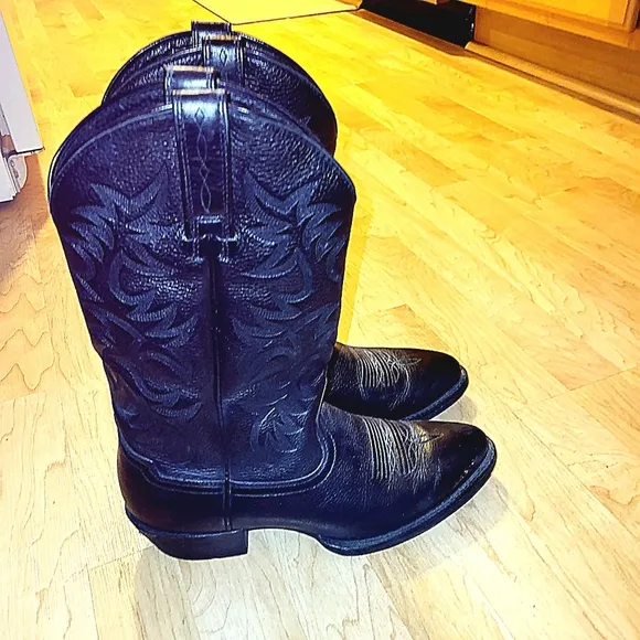 Classic Men's Black Leather Ariat Western Cowboy Boots Size Men's 8.5