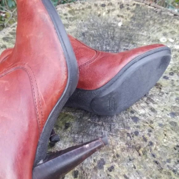 Coach Brown Aliza Leather Cognac Boots/Booties