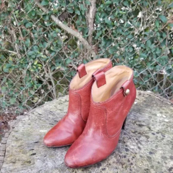 Coach Brown Aliza Leather Cognac Boots/Booties