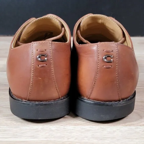 Coach Derby Shoes Mens Size 9 D Brown Black Round Toe Leather Dress FG2990