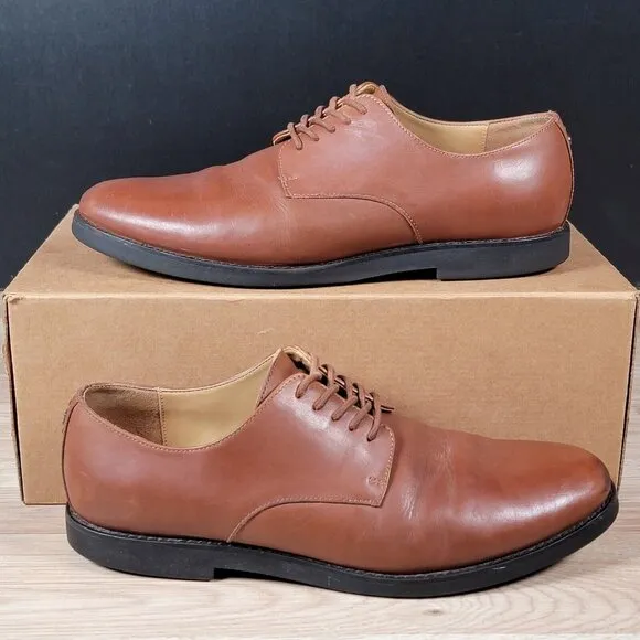 Coach Derby Shoes Mens Size 9 D Brown Black Round Toe Leather Dress FG2990