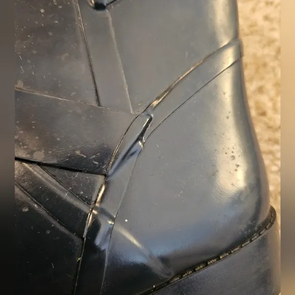 COACH Navy Rubber Rain Mid Calf Boots with Buckle, Size 10B