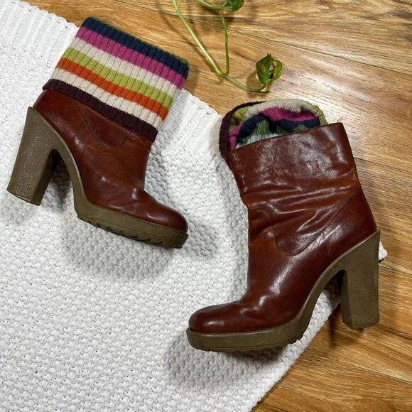 Coach SZ 7.5 Laurette Leather Knit Boots