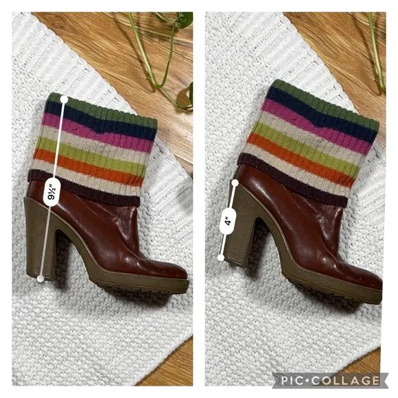 Coach SZ 7.5 Laurette Leather Knit Boots