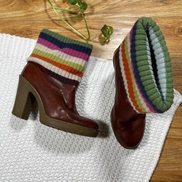 Coach SZ 7.5 Laurette Leather Knit Boots