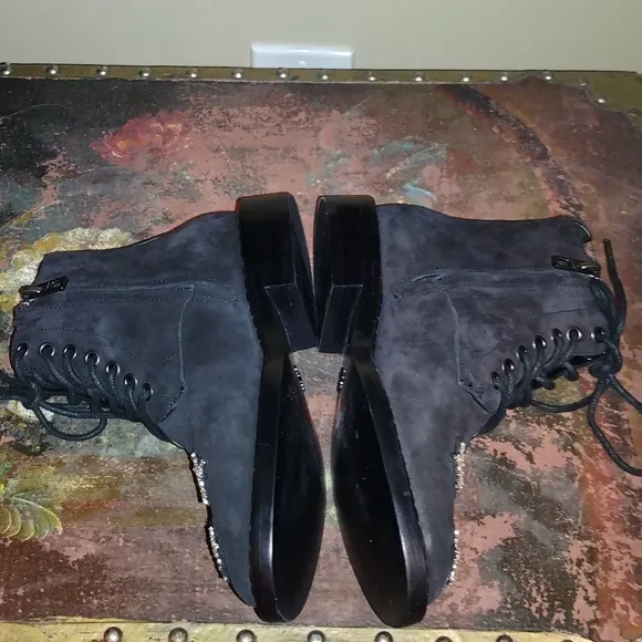 Coach watts suede black boots booties shoes size 5b stars rhinestones new nwot