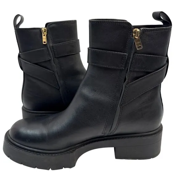 COACH Women's Lacey Leather Ankle Bootie Black CB995 Size 9 B