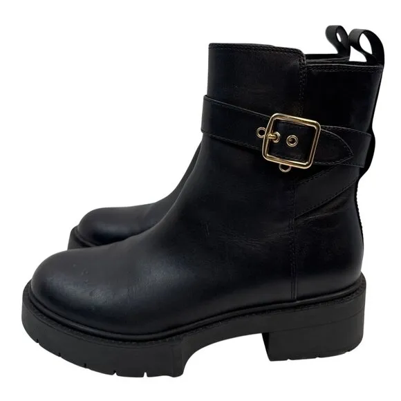 COACH Women's Lacey Leather Ankle Bootie Black CB995 Size 9 B
