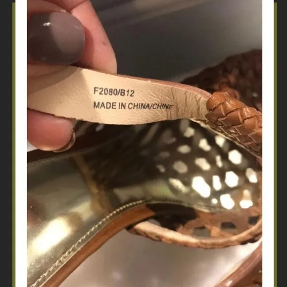 Coach zany woven calf vachetta espadrille stacked stilletto heels shoes   Sz 10