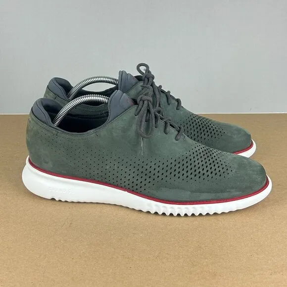 Cole Haan 2.Zerogrand Laser Wingtip Oxford Shoes Mens 10 Gray White Low Top