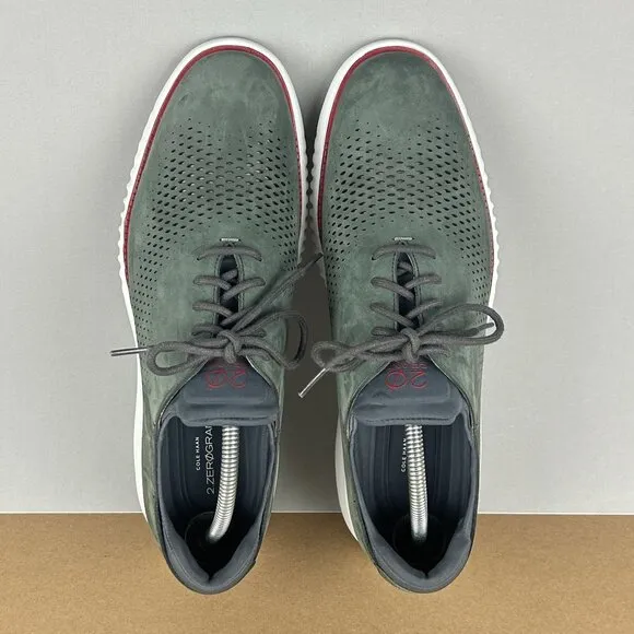 Cole Haan 2.Zerogrand Laser Wingtip Oxford Shoes Mens 10 Gray White Low Top