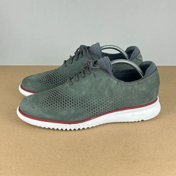 Cole Haan 2.Zerogrand Laser Wingtip Oxford Shoes Mens 10 Gray White Low Top