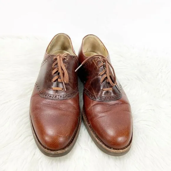 Cole Haan 9 B Mens Cognac Leather Lace-up Oxford Dress Shoes