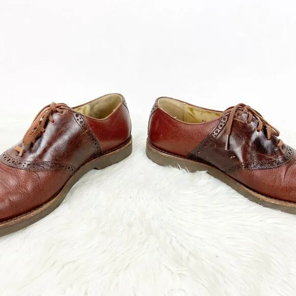 Cole Haan 9 B Mens Cognac Leather Lace-up Oxford Dress Shoes