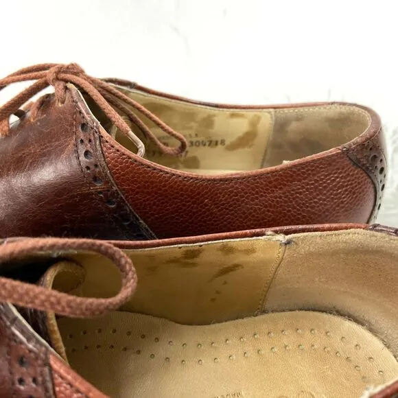 Cole Haan 9 B Mens Cognac Leather Lace-up Oxford Dress Shoes