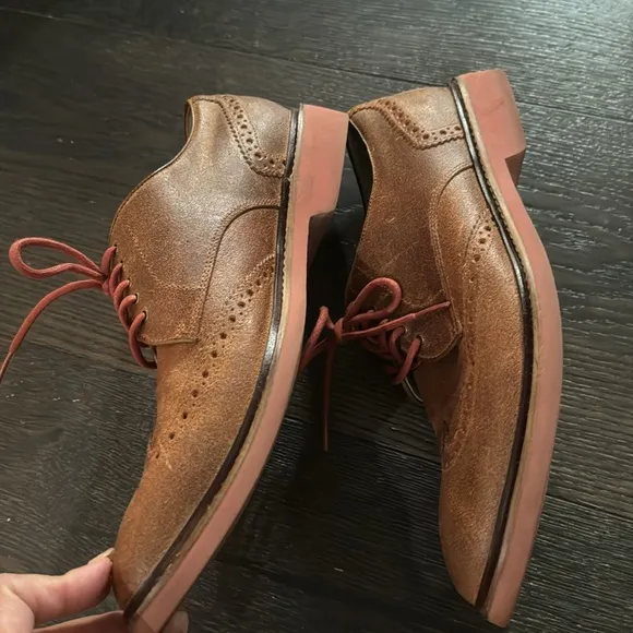 Cole Haan Air Franklin Shoes Brown Leather Wingtip Derby Oxford Casual size 8