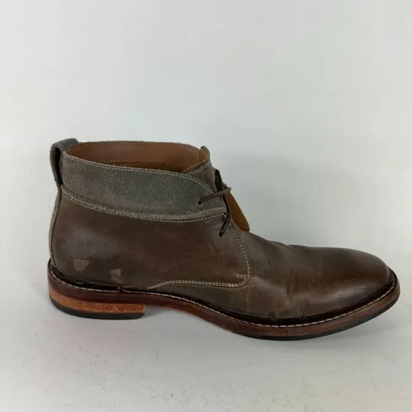 Cole Haan Chukka Boots Men's 9.5 Brown Leather Almond Toe Lace-Up Block Heel
