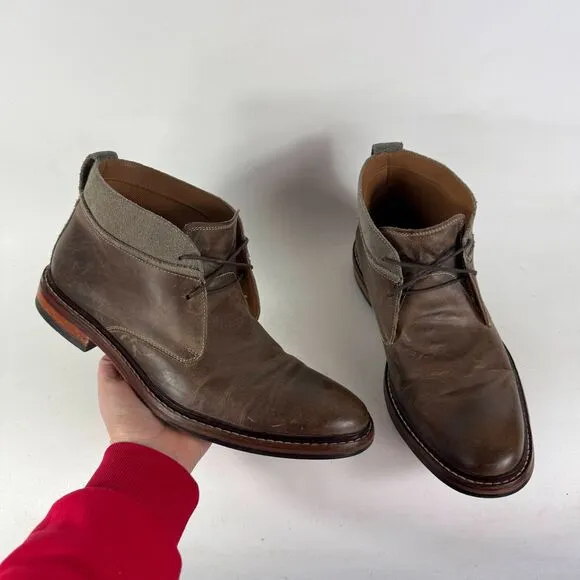 Cole Haan Chukka Boots Men's 9.5 Brown Leather Almond Toe Lace-Up Block Heel