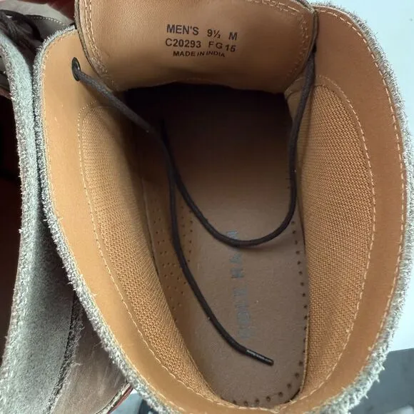 Cole Haan Chukka Boots Men's 9.5 Brown Leather Almond Toe Lace-Up Block Heel