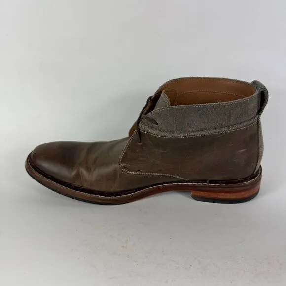 Cole Haan Chukka Boots Men's 9.5 Brown Leather Almond Toe Lace-Up Block Heel