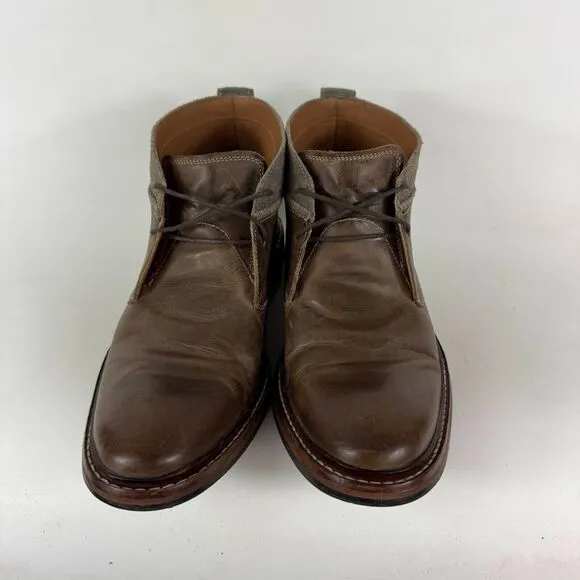 Cole Haan Chukka Boots Men's 9.5 Brown Leather Almond Toe Lace-Up Block Heel