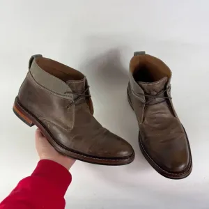 Cole Haan Chukka Boots Men's 9.5 Brown Leather Almond Toe Lace-Up Block Heel