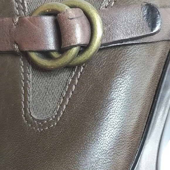 Cole Haan Collab Shelly NEW Brown Leather Wedge Buckle Wedge  Clog 8B