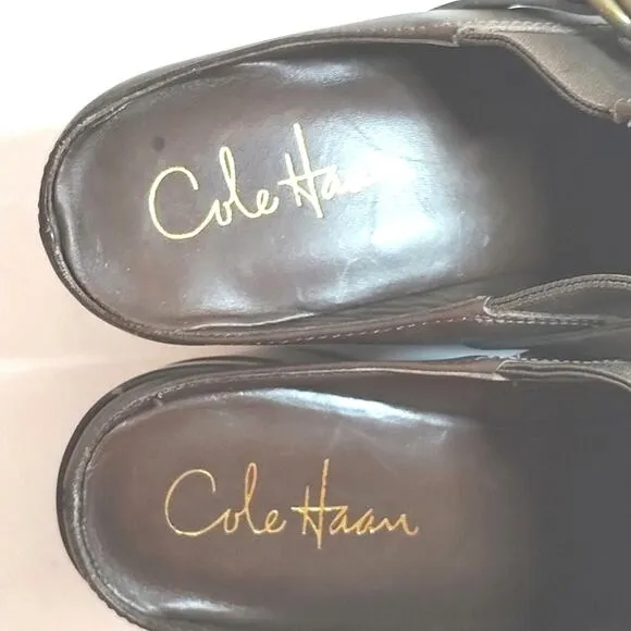 Cole Haan Collab Shelly NEW Brown Leather Wedge Buckle Wedge  Clog 8B