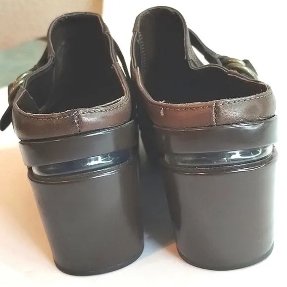 Cole Haan Collab Shelly NEW Brown Leather Wedge Buckle Wedge  Clog 8B