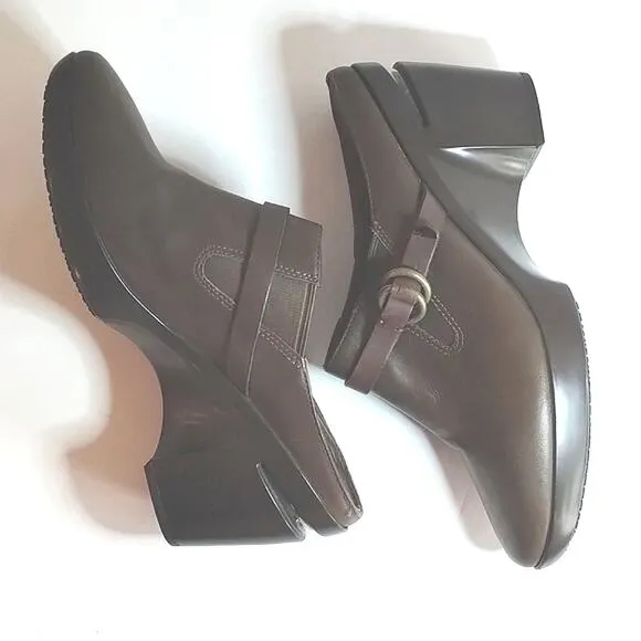 Cole Haan Collab Shelly NEW Brown Leather Wedge Buckle Wedge  Clog 8B
