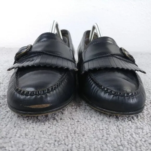 Cole Haan Dress Shoes Mens 10 Loafers Leather Buckle Kiltie Monk Strap Black
