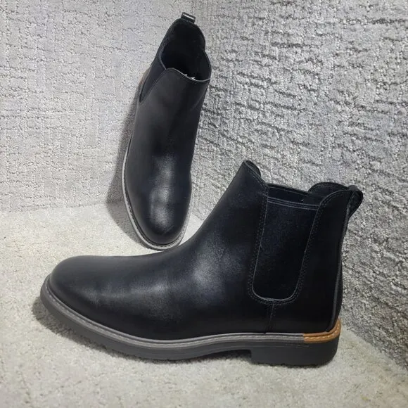 Cole Haan Go-To Men's Size 10W Black Leather Almond Toe Chelsea Boots C36531