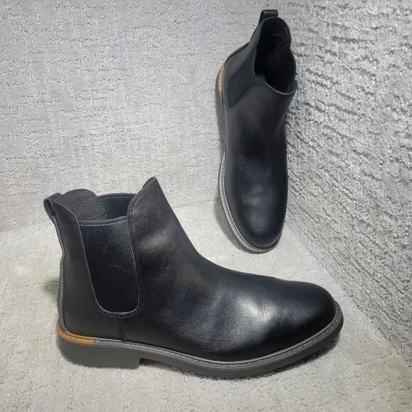 Cole Haan Go-To Men's Size 10W Black Leather Almond Toe Chelsea Boots C36531