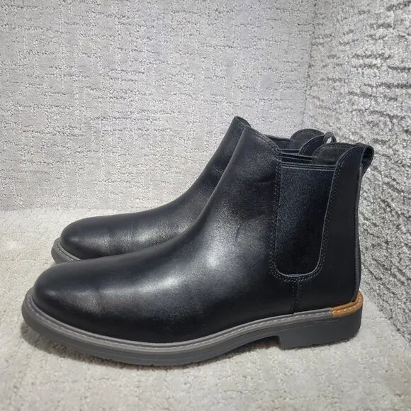 Cole Haan Go-To Men's Size 10W Black Leather Almond Toe Chelsea Boots C36531
