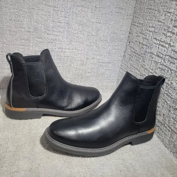 Cole Haan Go-To Men's Size 10W Black Leather Almond Toe Chelsea Boots C36531