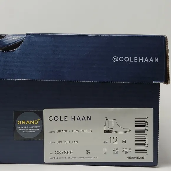 Cole Haan Grand  Dress Chelsea Leather Boots C37859 British Tan Mens Size 12 New
