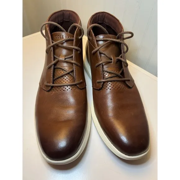 COLE HAAN Grand OS Chukka Boots Men's Watson 11 Brown Leather C29589 Shoes Lace