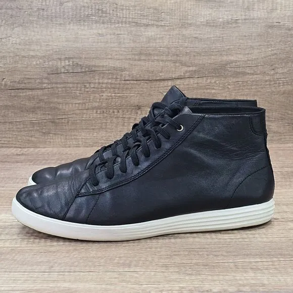 Cole Haan Grand OS Crosscourt Men's Size 12 M Black Leather Hi Top Casual Shoes