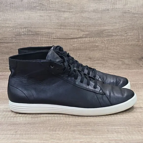 Cole Haan Grand OS Crosscourt Men's Size 12 M Black Leather Hi Top Casual Shoes