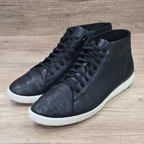 Cole Haan Grand OS Crosscourt Men's Size 12 M Black Leather Hi Top Casual Shoes