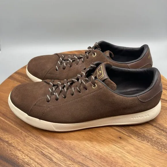 Cole Haan Grandpro Shoes Mens 12 M Brown Suede Leather Tennis Casual Sneakers