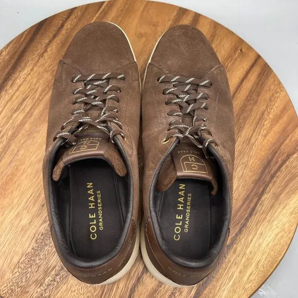 Cole Haan Grandpro Shoes Mens 12 M Brown Suede Leather Tennis Casual Sneakers