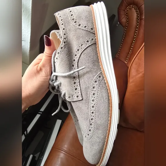 Cole Haan Gray Suede Oxford Women's Shoes