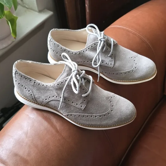 Cole Haan Gray Suede Oxford Women's Shoes