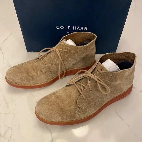Cole Haan LunarGrand Tan Suede Leather Classic Chukka Boots 10.5
