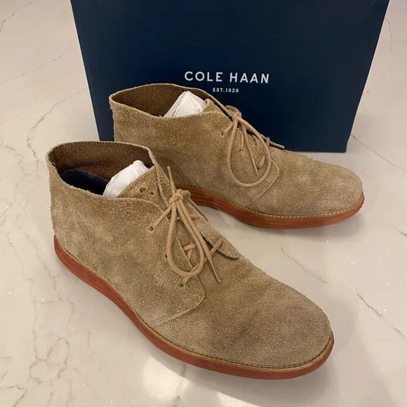 Cole Haan LunarGrand Tan Suede Leather Classic Chukka Boots 10.5